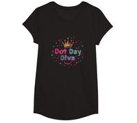 Célébration de la Couronne Dot Day Diva Kids Girls T-Shirt, Fille, Noir, XS