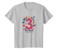 Célébration de la fête d'anniversaire Young Wild and Three T-Shirt, Enfant, Argent, 2 Ans