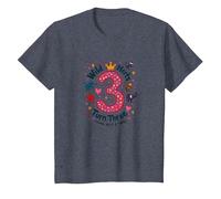 Célébration de la fête d'anniversaire Young Wild and Three T-Shirt, Enfant, Bleu Chiné, 2 Ans