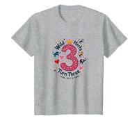 Célébration de la fête d'anniversaire Young Wild and Three T-Shirt, Enfant, Gris Chiné, 6 Ans