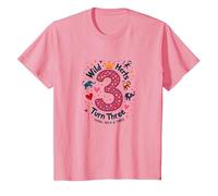 Célébration de la fête d'anniversaire Young Wild and Three T-Shirt, Enfant, Rose, 12 Ans