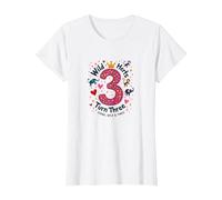 Célébration de la fête d'anniversaire Young Wild and Three T-Shirt, Femme, Blanc, 3XL