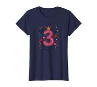 Célébration de la fête d'anniversaire Young Wild and Three T-Shirt, Femme, Bleu Marine, XXL