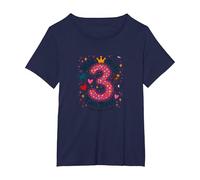 Célébration de la fête d'anniversaire Young Wild and Three T-Shirt, Femme Grandes Tailles, Bleu Marine, 1X