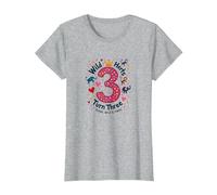 Célébration de la fête d'anniversaire Young Wild and Three T-Shirt, Femme, Gris Chiné, 3XL