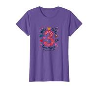 Célébration de la fête d'anniversaire Young Wild and Three T-Shirt, Femme, Violet Chiné, XXL