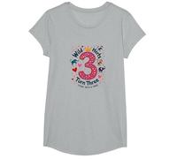 Célébration de la fête d'anniversaire Young Wild and Three T-Shirt, Fille, Gris Chiné, L