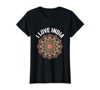Célébration de la « I Love India Mandala Pride » T-Shirt Graphique avec Valeur, Femme, Noir, XL