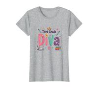 Célébration de l'école Diva Crown Star de troisième année T-Shirt, Femme, Gris Chiné, 3XL