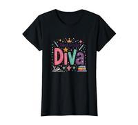 Célébration de l'école Diva Crown Star de troisième année T-Shirt, Femme, Noir, M