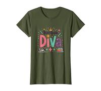 Célébration de l'école Diva Crown Star de troisième année T-Shirt, Femme, Olive, XS