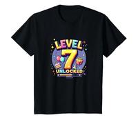 Célébration de réussite d'anniversaire des Joueurs débloqués de Niveau 7 T-Shirt, Enfant, Noir, 2 Ans