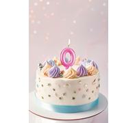Célébration Décoration Rose Nombre 0 Bougie d'anniversaire Fête Highlights Rose Célébration créative Gâteau Lueur Nombre Rose Ambiance festive Décor de fête Anniversaire Rose Décoration de fête Bougie