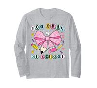 Célébration des 100 Jours d'école avec nœud Rose Mignon pour Enseignant étudiant Manche Longue