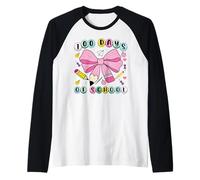 Célébration des 100 Jours d'école avec nœud Rose Mignon pour Enseignant étudiant Manche Raglan
