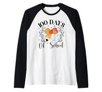Célébration des 100 Jours d'école Mignon avec nœud en Forme de Pomme pour Professeur Manche Raglan