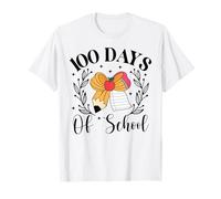 Célébration des 100 Jours d'école Mignon avec nœud en Forme de Pomme pour Professeur T-Shirt