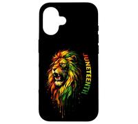 Célébration du Lion de la Liberté Afro-Américain Juneteenth Coque pour iPhone 16