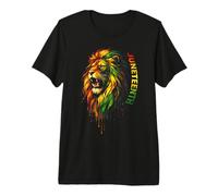 Célébration du Lion de la Liberté Afro-Américain Juneteenth T-Shirt Haut de Gamme
