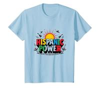 Célébration du Pouvoir hispanique du Mois du Patrimoine T-Shirt, Enfant, Bleu Céleste, 12 Ans