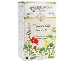 Celebration Herbals Slippery Elm Bark Powder Loose Pack Tea Caffeine Free, 40g