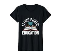 Célébration « J'adore l'éducation publique » T-Shirt Graphique avec Valeur, Femme, Noir, M