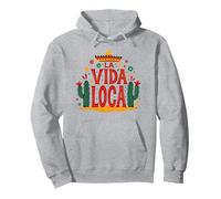 Célébration Mexicaine La Vida Loca Fiesta Sombrero Cactus Sweat à Capuche, Unisexe pour Adultes, Gris Chiné, M