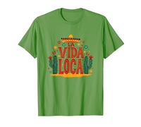 Célébration Mexicaine La Vida Loca Fiesta Sombrero Cactus T-Shirt, Homme, Herbe, L