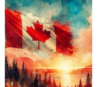 Celebration of Life Memorial Service Funeral Sign-in Guest Book: Canadian Flag Watercolor Illustrated Cover