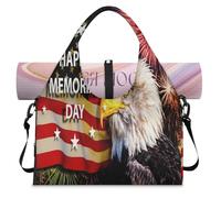 Celebration USA Memorial Day Sac de sport avec compartiment à chaussures Aigle chauve USA Weekend Sac fourre-tout pour salle de sport, yoga, voyage, couleur, L, Sac de voyage