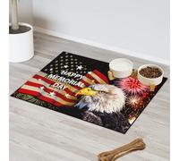 Celebration Usa Memorial Day Tapis d'alimentation pour chat et chien Tapis d'alimentation pour gamelle d'eau Aigle chauve USA Tapis d'alimentation absorbant Nti-Slip Contain les déversements Protège