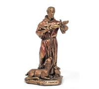 celebrationgiftsforall Statuette de Saint François - Figurine religieuse catholique chrétienne à collectionner en bronze peinte à la main - Ornement avec carte souvenir « I Said a Prayer For You »