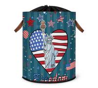 Celebrations American Fneedom Day Grand panier à linge pliable avec couvercle à cordon de serrage pour chambre à coucher, salle de bain