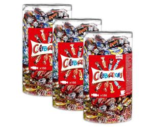 Célébrations assortiment de chocolats miniatures - Tubo 150 chocolats soit 1,43 kg - Lot de 3 tubo