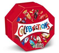 CELEBRATIONS - Coffret Cadeau Chocolat 186g - Assortiment de Mini Chocolats au Lait Individuels - Boîte Chocolats Octogonale - SNICKERS, TWIX, MARS, MALTESERS, BOUNTY et autres