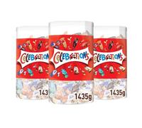 CELEBRATIONS - Coffret Chocolat de Noel à Partager 1,435kg - Assortiment de Mini Chocolats au Lait - Coffret Chocolat - Boite Cadeau - SNICKERS, TWIX, MARS, MALTESERS, BOUNTY - Lot de 3