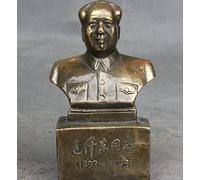 Célèbre Chinois Bronze Grand Leader Politicien Mao Zedong Tête Buste Statue