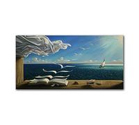 Célèbre décoration murale de salon en toile - peinture à l'huile sur toile paysage marin images de grande taille impression d'art Grand 86x193cm (34x76in) avec cadre