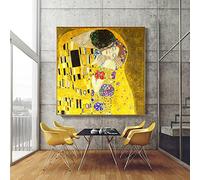 Célèbre Mur Art Toile Peinture Gustav Klimt Baiser Affiches Impressions Peinture Mur Art Photo pour Salon Décor À La Maison 90x90cm(35x35in) Avec Cadre