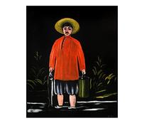 Célèbre Niko Pirosmani Prints-Niko Pirosmani Peinture sur toile Art moderne Abstrait Posters-Art mural pour décoration de salon Motif poisson dans une chemise rouge 50 x 60 cm Sans cadre