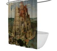 Célèbre Peinture en Tissu Rideau de Douche Tour de Babel majestueuse Structure en Spirale Rideau imperméable de Salle de Bain pour décoration d’Appartement 200 x 240 cm