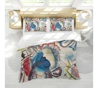 Célèbre Peinture imprimée 3 pièces Ensemble coloré Abstrait Aquarelle Art 3 pièces literie Housse de Couette avec Fermeture à glissière et 2 Couvre-oreillers 260x240cm