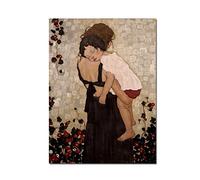 Célèbre Peintures Abstraites Mère et Enfant par Gustav Klimt Peinture sur Toile Wall Art Prints Image pour Enfants Chambre Décor 70x100cm Sans Cadre