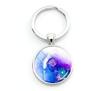 Célèbre porte-clés Avicii producteur de musique DJ porte-clés rond pour sac clé de voiture mode nouveau homme femme fan bijoux, blanc, L