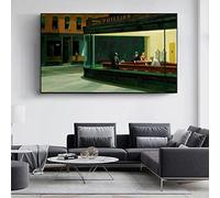 Célèbre Wall Art Peinture Edward Hopper Nighthawks Toile Peinture Affiches et Impressions Photo pour Salon Home Decor 70x140cm(28x55in) Avec cadre