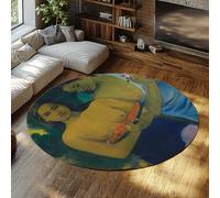 célèbres Portraits Ronds Tapis 80cm pour Salon Lavable en Machine Paul Gauguin Deux Femmes tahitiennes Imprimer des Tapis de Sol pour Chambre à Coucher 5mm Mince à Poils Courts de Sol