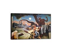 Célèbres Tableaux Thomas Hart Benton Une histoire sociale de l'État Missouri Image sur toile Reproduction de Thomas Hart Benton pour décoration murale salon ou bureau 45x30cm(18x12in)Cadre noir