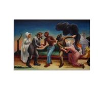 Célèbres Tableaux Thomas Hart Benton Une histoire sociale du détail l'État Image sur toile Reproduction de Thomas Hart Benton pour décoration murale salon ou bureau 75x50cm(30x20in)Sans cadre