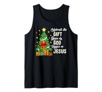 Célébrez la Naissance de Jésus avec l'arbre de Noël et la Croix chrétienne Débardeur