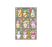 Célébrez le printemps avec ces autocollants statiques magnifiquement conçus qui représentent de charmants lapins et nains fantaisistes (FHJ23003)